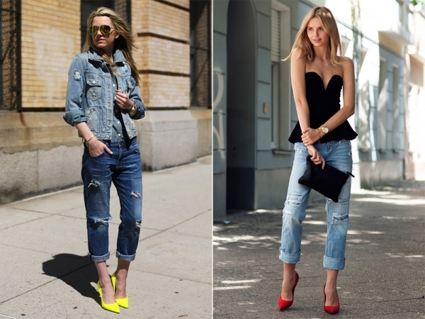 С чем носить джинсы бойфренды