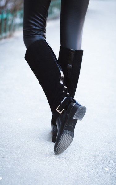 Беговые сапоги натуральной кожи и замши BASSIRIANA