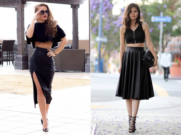 С чем носить кожаную юбку