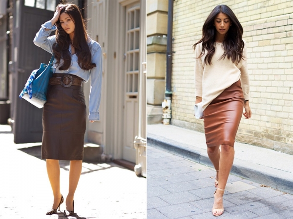 С чем носить кожаную юбку