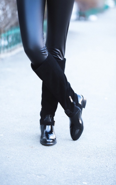 Беговые сапоги натуральной кожи и замши BASSIRIANA