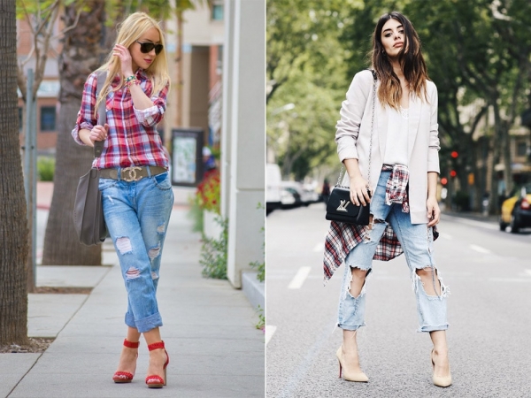 С чем носить джинсы бойфренды