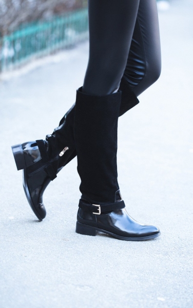 Беговые сапоги натуральной кожи и замши BASSIRIANA