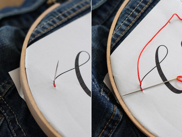 Простой способ, как украсить джинсы вышивкой