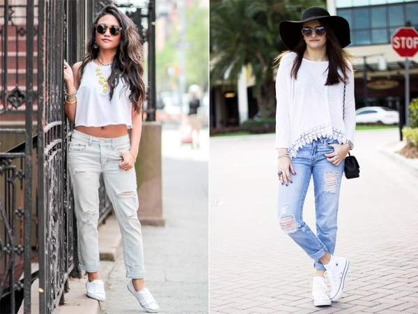 С чем носить джинсы бойфренды