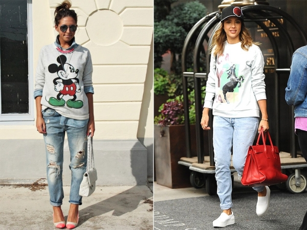 С чем носить джинсы бойфренды