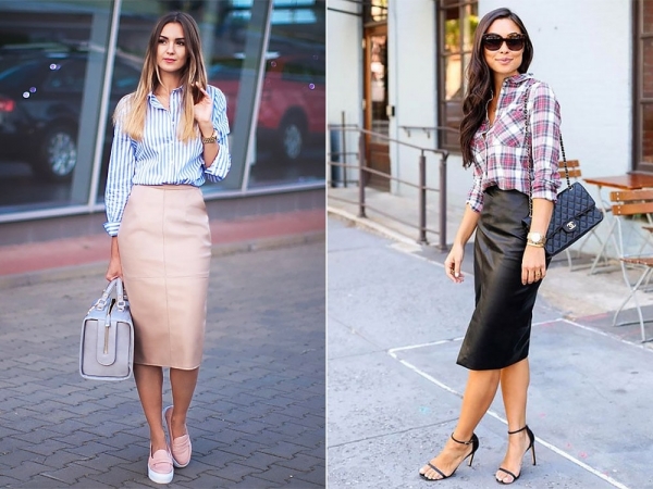 С чем носить кожаную юбку