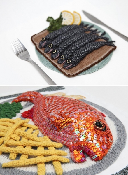 Аппетитные блюда связанные крючком (16 фото)