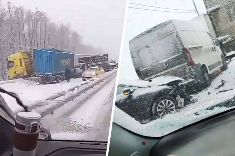 На трассе М-8 «Холмогоры» в районе Пушкино столкнулись более 20 автомобилей 